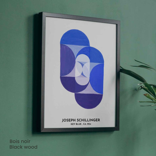 Affiche abstraite bleue – Joseph Schillinger Key Blue 1934 – Poster art géométrique vintage