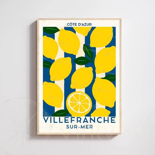 Affiche Villefranche-sur-Mer | Poster déco France | Affiche Côte d'Azur