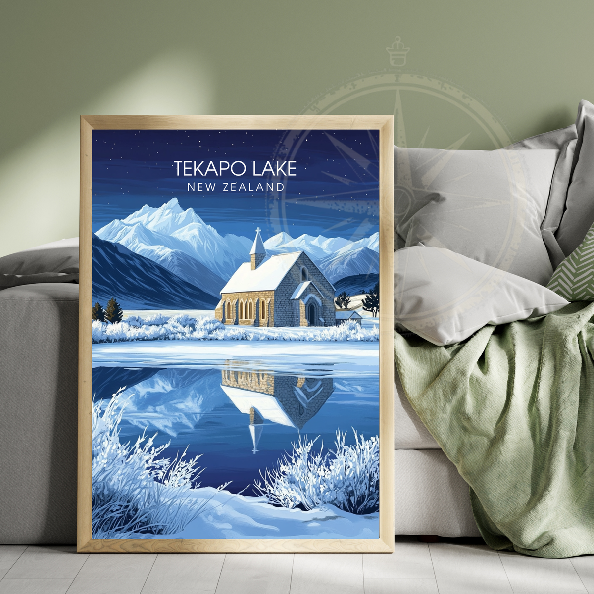 Affiche Lac Tekapo | Impression de voyage Nouvelle-Zélande | Affiche Lac