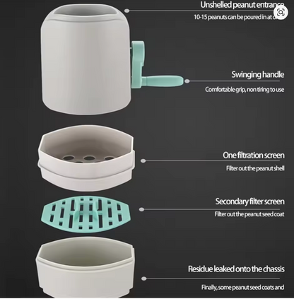 Hand cranked peanut sheller