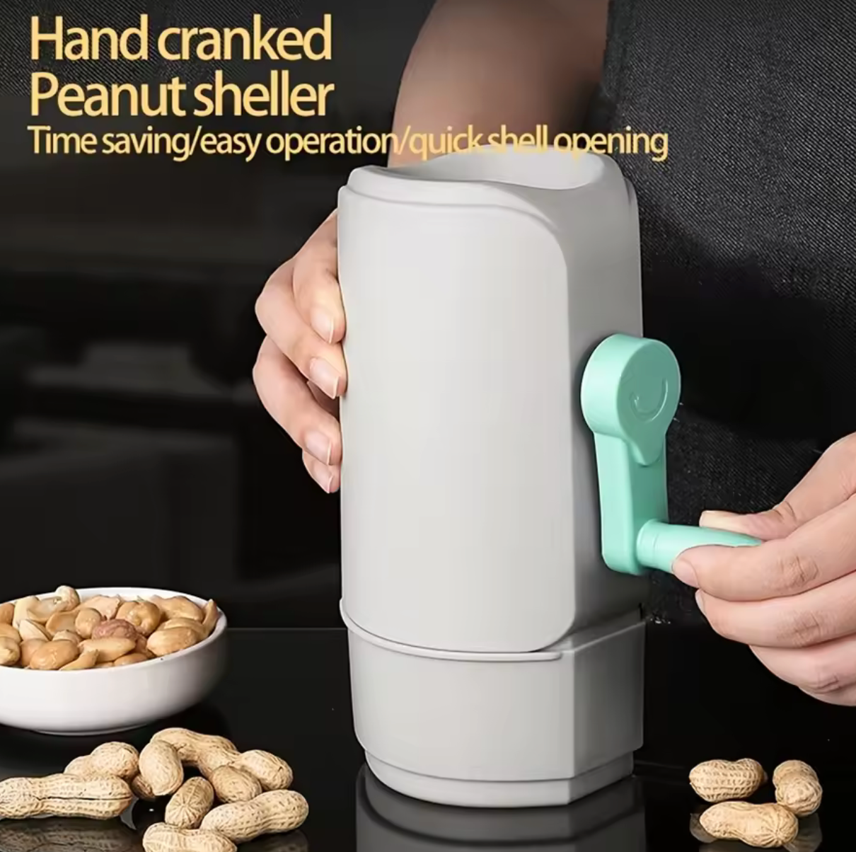 Hand cranked peanut sheller