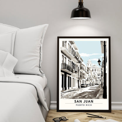 Impression San Juan, Porto Rico | Affiche de Voyage San Juan | Affiche Noir et blanc