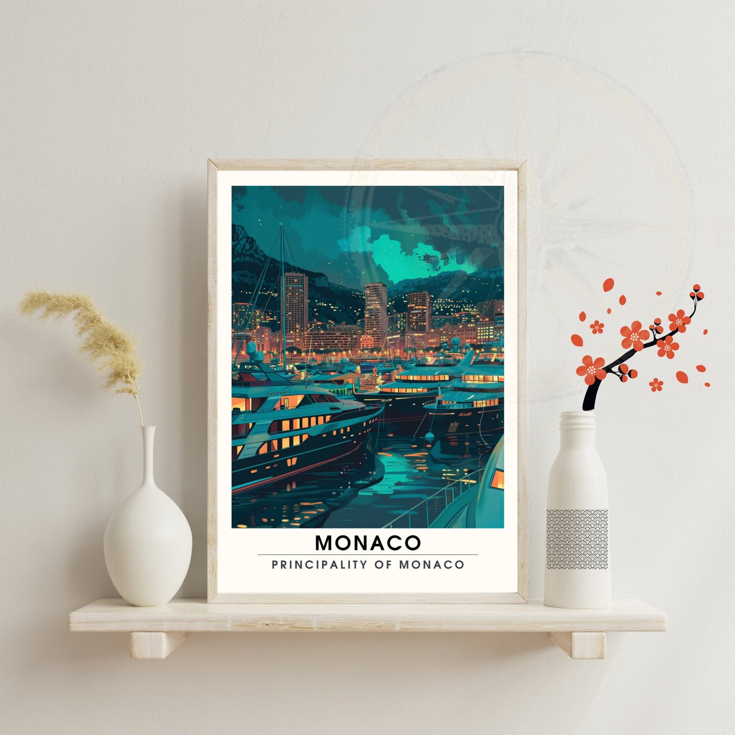 Affiche Monaco - impression de voyage Monaco  - Impression Monte-Carlo la nuit