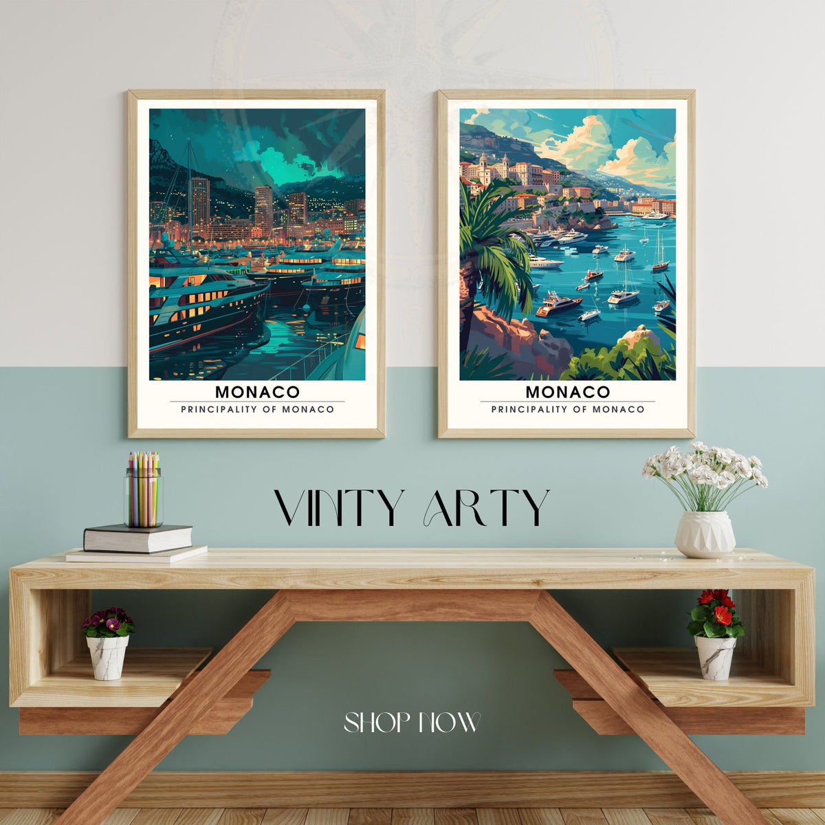 Affiche Monaco - impression de voyage Monaco  - Impression Monte-Carlo la nuit
