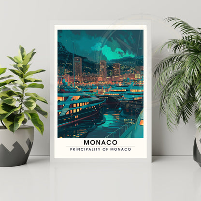 Affiche Monaco - impression de voyage Monaco  - Impression Monte-Carlo la nuit