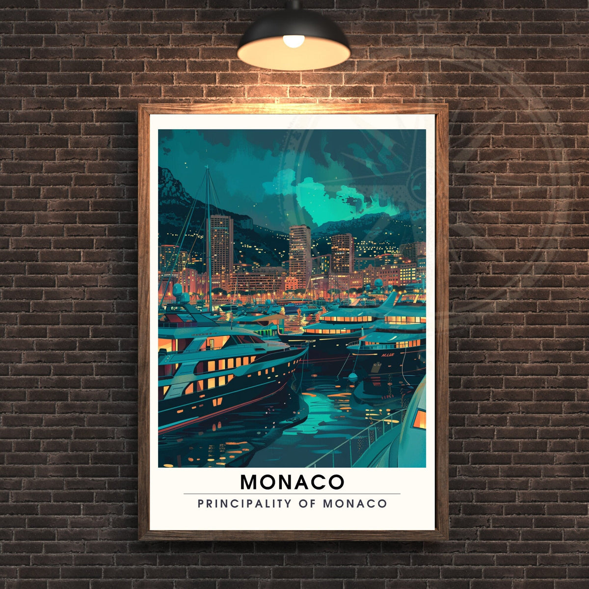 Affiche Monaco - impression de voyage Monaco  - Impression Monte-Carlo la nuit