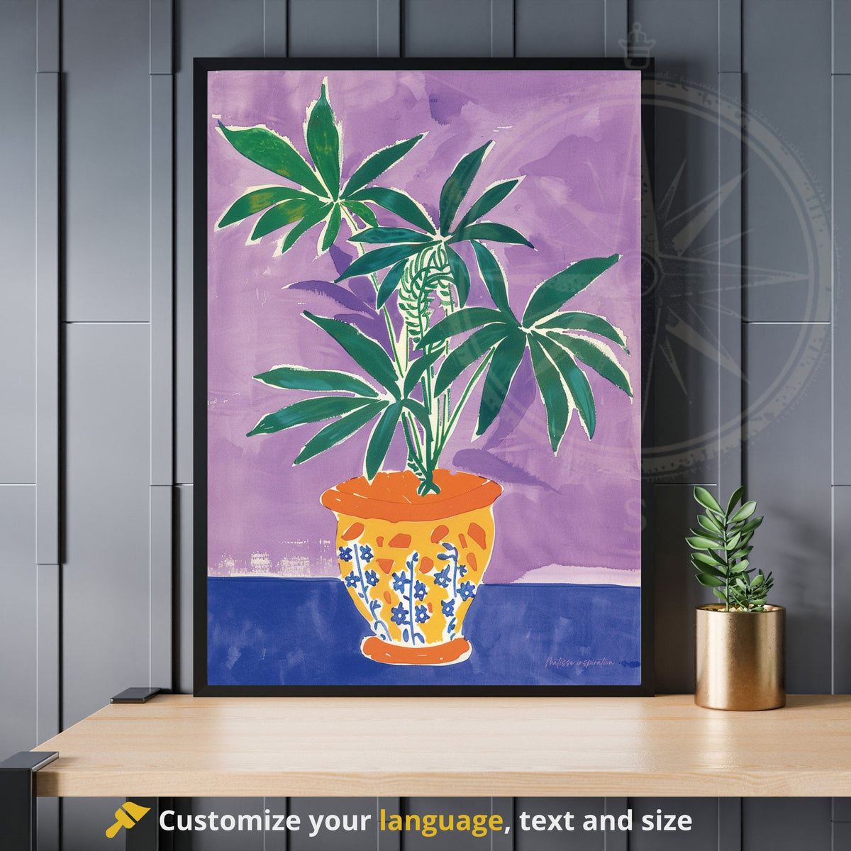 Affiche Henri Matisse | Impression Matisse | Inspiration Henri Matisse - Vase et plante sur fond violet