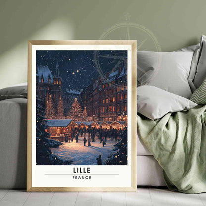 Affiche de noël Lille | Impression de voyage Lille, France